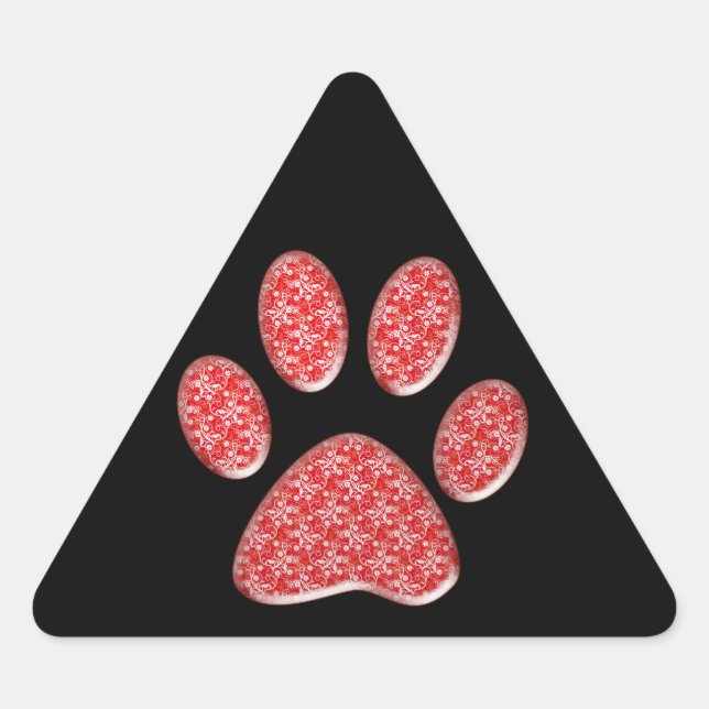 Sticker Triangulaire empreinte de patte de chat rouge (Devant)