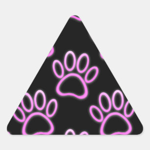 Sticker Triangulaire Empreinte de patte de chien de Néon rose