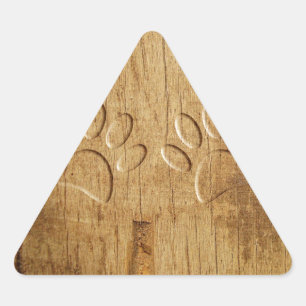 Sticker Triangulaire Empreinte de patte de chien en bois sculpté