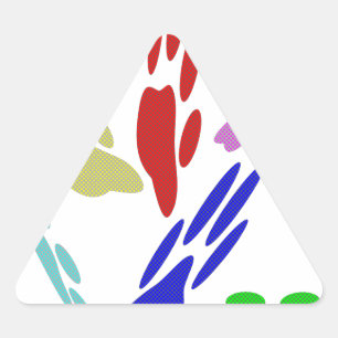 Sticker Triangulaire Empreintes de pattes de chiens avec Pois