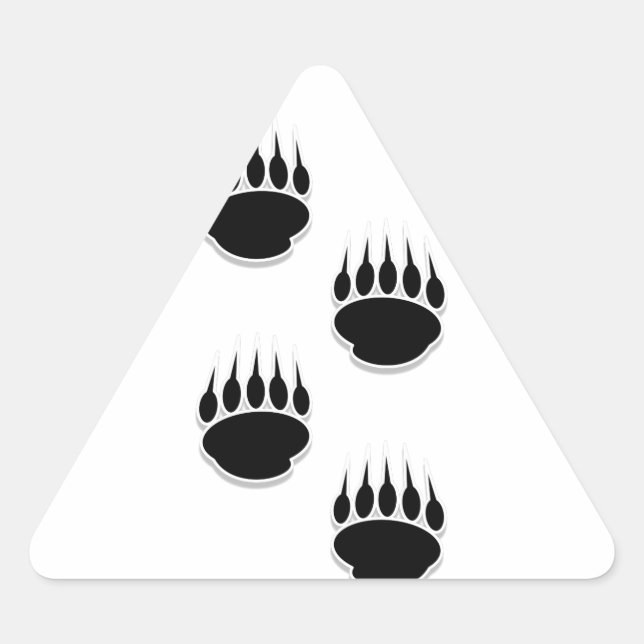 Sticker Triangulaire Empreintes de pattes de l'ours noir (Devant)