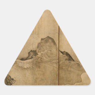 Sticker Triangulaire Encre japonaise sur papier Gibbons Primates & Pays