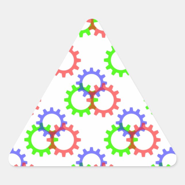 Sticker Triangulaire Engrenages rouges, verts et bleus (Devant)