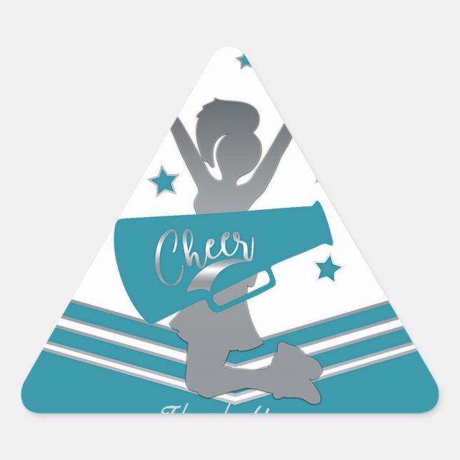 Sticker Triangulaire Équipe de Cheerleading Étoiles Argent Blanc Sarcel (Devant)