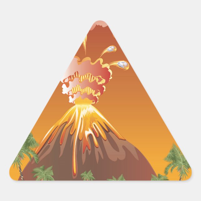Sticker Triangulaire Éruption volcanique du dessin animé 2 (Devant)