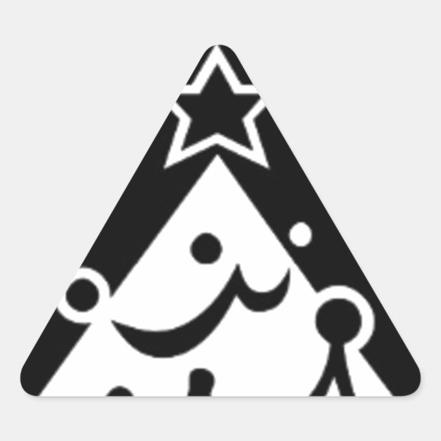 Sticker Triangulaire Étoile de Noël noire et blanche (Devant)