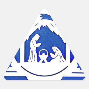 STICKER TRIANGULAIRE ÉTOILE HÉBREUE AVEC NOËL DE NATIVITÉ