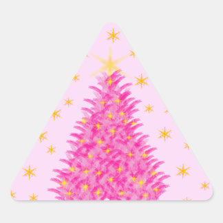 Sticker Triangulaire Étoiles d'arbre de Noël rose