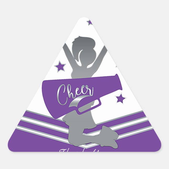 Sticker Triangulaire Étoiles violettes et blanches Cheer Cheer-leading  (Devant)