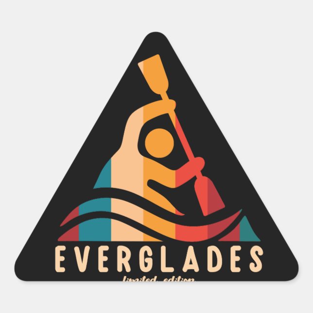 Sticker Triangulaire Everglades rétro Kayak (Devant)