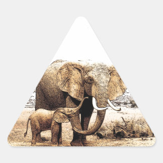Sticker Triangulaire Famille des éléphants