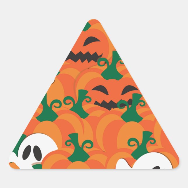 Sticker Triangulaire Fantômes d'Halloween Patch de citrouille hantée (Devant)