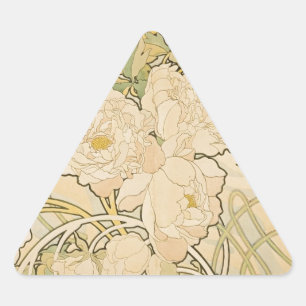 Sticker Triangulaire Faon 1897 de roses de pivoine de pivoines