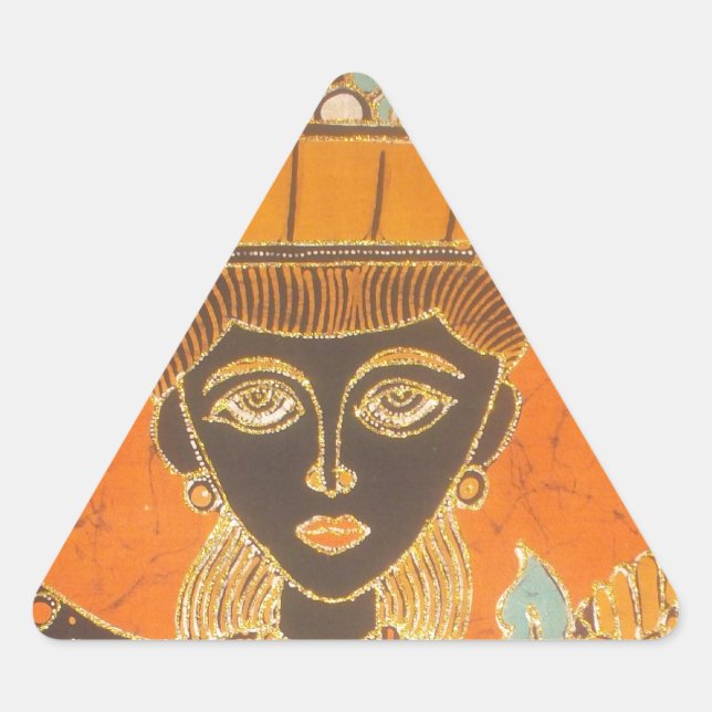 Sticker Triangulaire Femme africaine portant panier d'art (Devant)