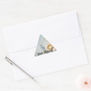 Sticker Triangulaire Fête d'anniversaire bleu floral élégant