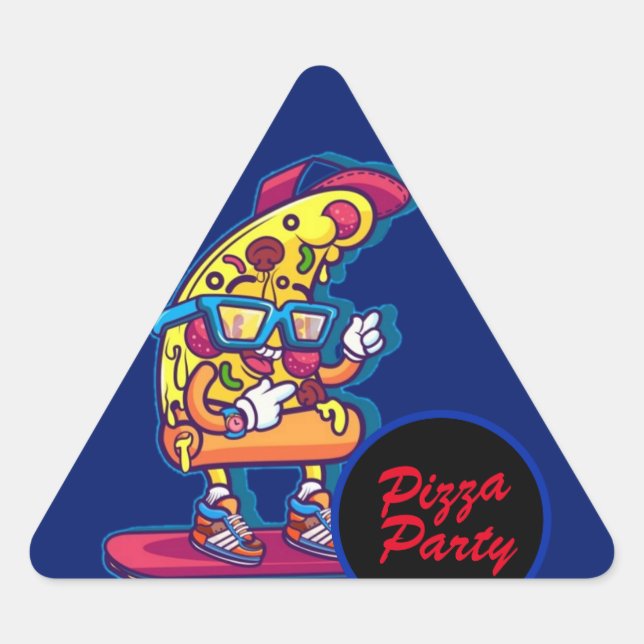 Sticker Triangulaire Fête de pizza Whimsical (Devant)