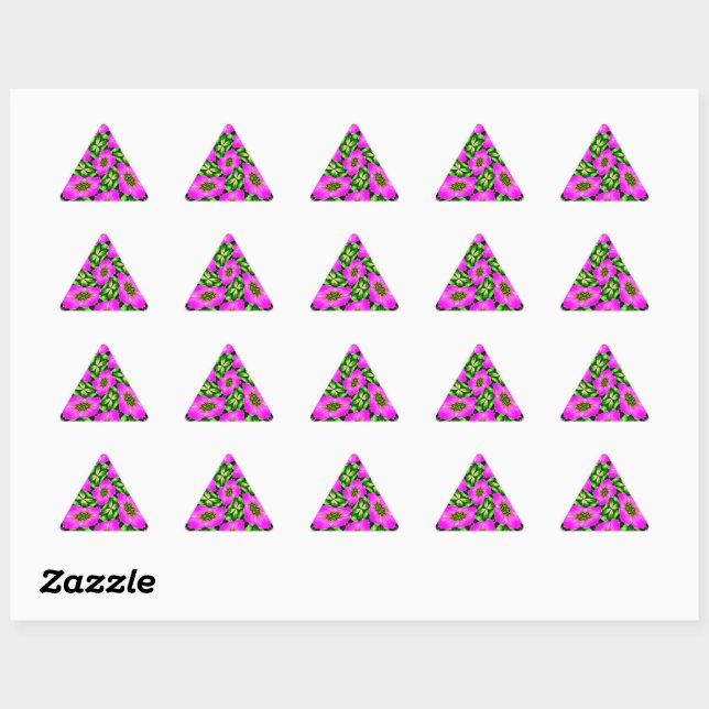 Sticker Triangulaire Flamant rose rose Fleurs Motif (Feuille)