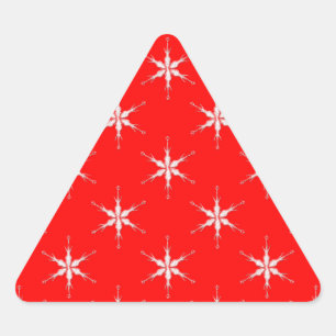 Sticker Triangulaire Flammes De Neige En Verre Sur Arrière - plan Rouge
