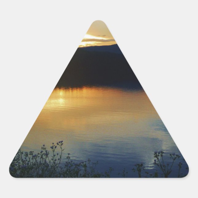 Sticker Triangulaire Fleur sauvage, coucher de soleil bleu (Devant)