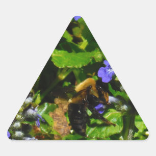 Sticker Triangulaire Fleur violette et abeille boursouflante