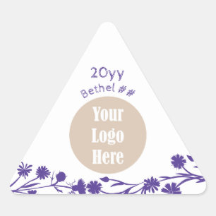Sticker Triangulaire Fleurs blanches et violettes Fête des filles du tr