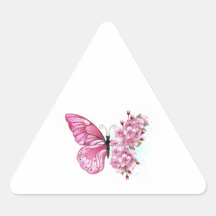 Sticker Triangulaire Flower Butterfly