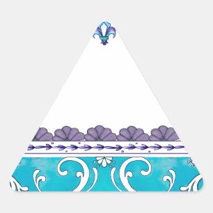 Sticker Triangulaire Fluer De Lis Blue Swirl Design