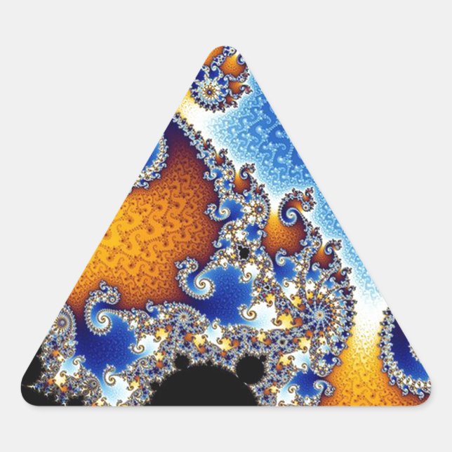 Sticker Triangulaire Fractale en spirale bleue de Mandelbrot double (Devant)