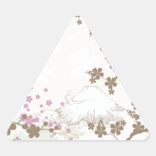 Sticker Triangulaire Fuji et Sakura - marron