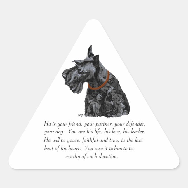 Sticker Triangulaire Garde de Terrier Écossais - Chien MÂLE (Devant)