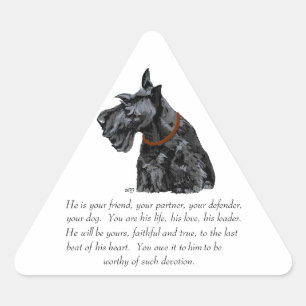 Sticker Triangulaire Garde de Terrier Écossais - Chien MÂLE