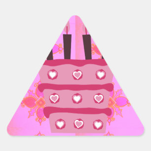 Sticker Triangulaire Gâteau d'anniversaire floral pour elle / Filles Ar