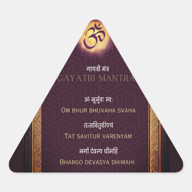 Sticker Triangulaire Gayatri Mantra sanskrit et anglais (Devant)