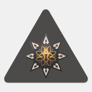 Sticker Triangulaire 🌟 Géométrie Sacrée Mandala - Étoile dorée intempo