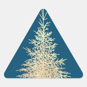 Sticker Triangulaire Gold et bleu à feuillage persistant arbre élégant