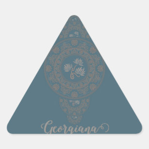 Sticker Triangulaire Gold Rococo Lotus Ornamental Mandala