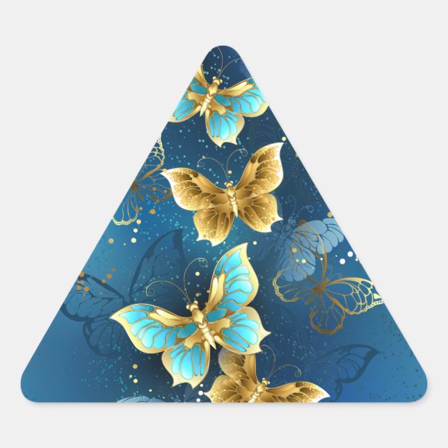 Sticker Triangulaire Golden butterflies (Devant)