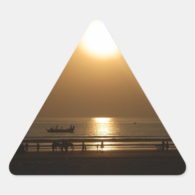 Sticker Triangulaire Golden Summer Sunset Réflexion sur la plage (Devant)
