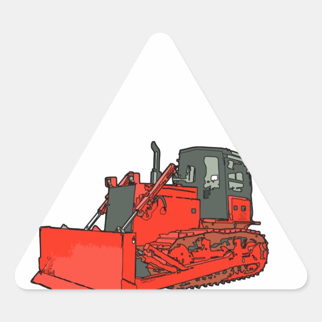 Sticker Triangulaire Gros Bulldozer Rouge (Devant)