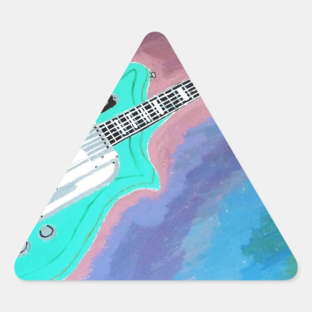 Sticker Triangulaire Guitare verte (Devant)