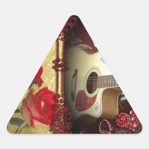 Sticker Triangulaire Guitare vintage : Jour de la Saint-Valentin pour l