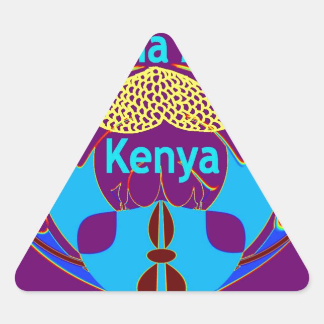 Sticker Triangulaire "Hakuna Matata Kenya" Papillon Art Imprimer/Graphi (Devant)