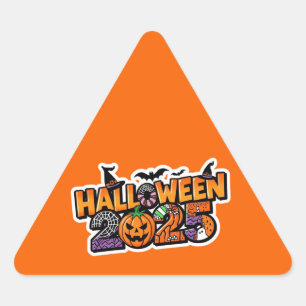 Sticker Triangulaire Halloween 2025 Magie – Citrouille festive