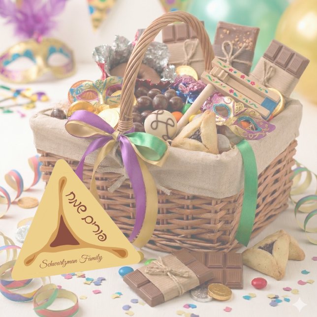 Sticker Triangulaire Hamantash Hamantaschen Hebrew Happy Purim (Créateur téléchargé)