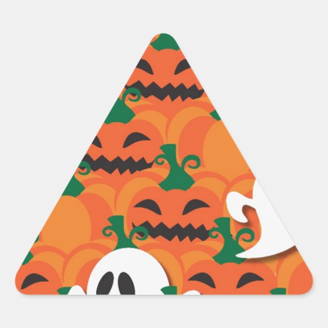 Sticker Triangulaire Haunted Halloween Citrouille Patch Ghosts (Devant)