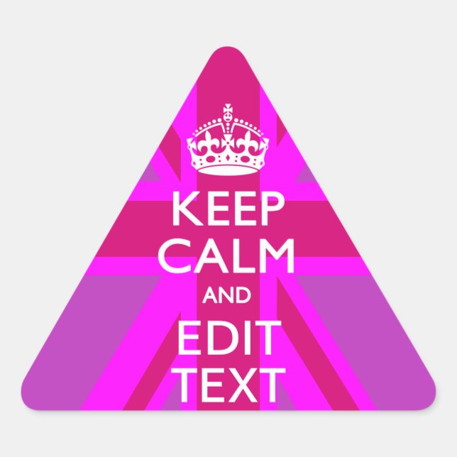Sticker Triangulaire Have Your Keep Calm Text on Pink Union Jack (Devant)
