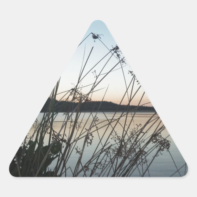 Sticker Triangulaire Herbes au lac Sunset (Devant)