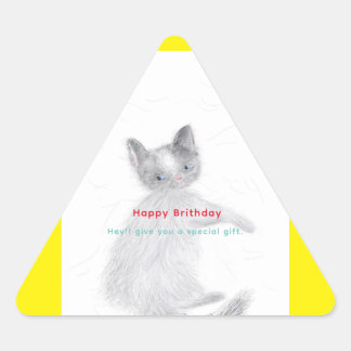 Sticker Triangulaire heureux anniversaire pour toi Cat