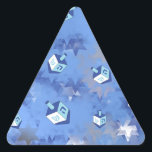 Sticker Triangulaire Heureux Hanoukka Falling Star et Dreidels<br><div class="desc">You are viewing The Lee Hiller Design Collection. Appareil,  Venin & Collectibles Lee Hiller Photofy or Digital Art Collection. You can view her her Nature photographiy at at http://HikeOurPlanet.com/ and follow her hiking blog within Hot Springs National Park.</div>