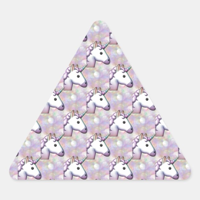 Sticker Triangulaire hologramme licorne émoji (Devant)